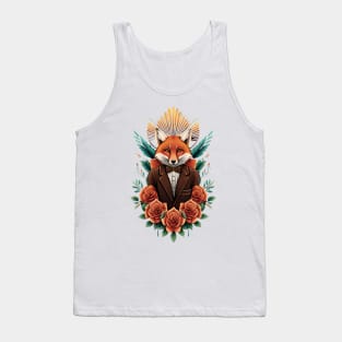 Fox and flowers tattoo style 6 Tank Top